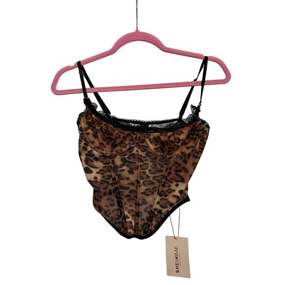 Women's S Leopard Brown Cami Y2K Spaghetti Stap Shein Coastal Grunge Streetwear - Picture 1 of 6